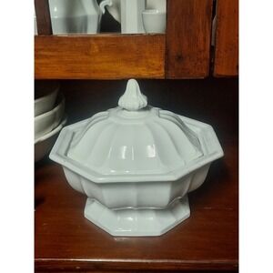 Antique ironstone  T& R Boote White  1851 Octagonal Footed Tureen